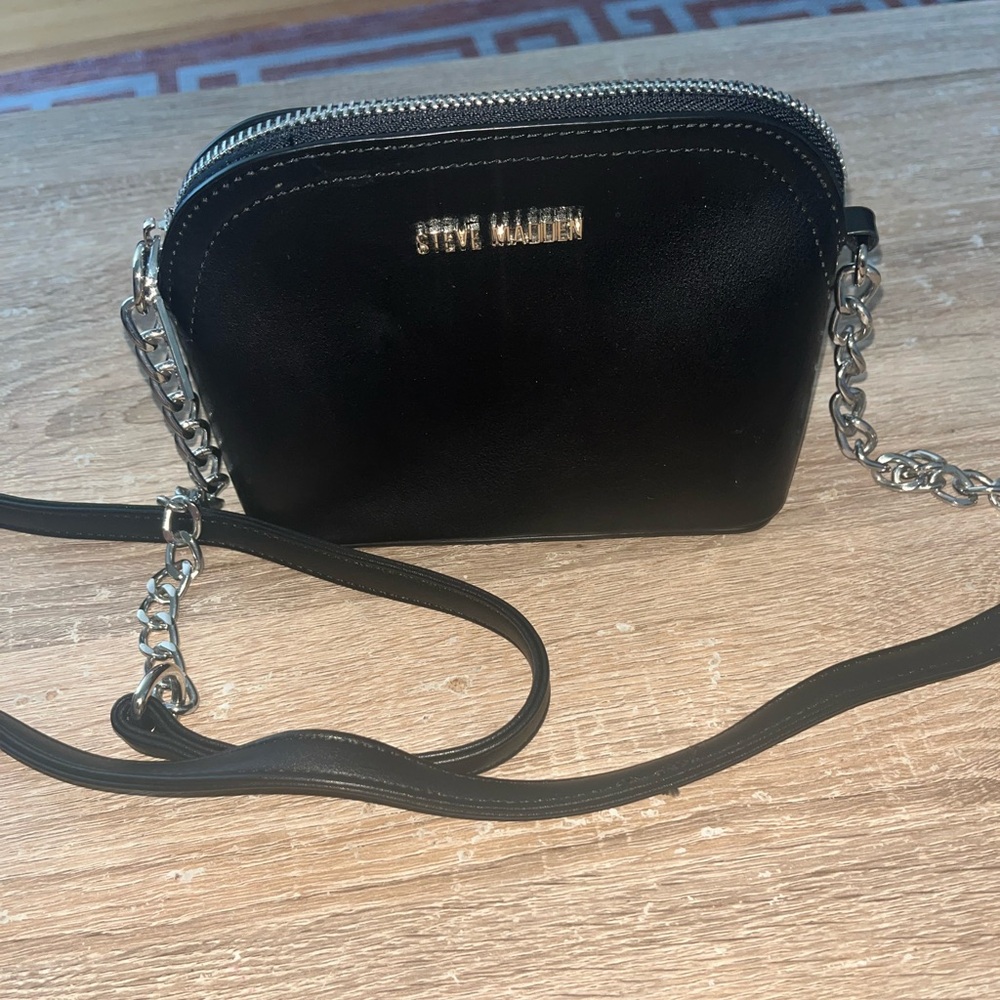 Steve Madden Crossbody Bag - Black with Silver Hardware